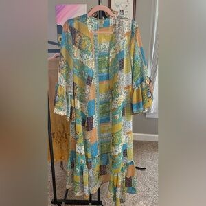Turquoise Haven Patchwork Kimono Duster